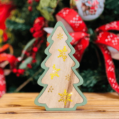 Árvore Natalina Flocos de Neve Verde Com Led 12x2x20cm