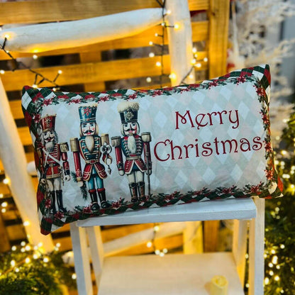 Capa de Almofada Luxor Natal Soldadinho Merry Christmas | 50 x 29 cm