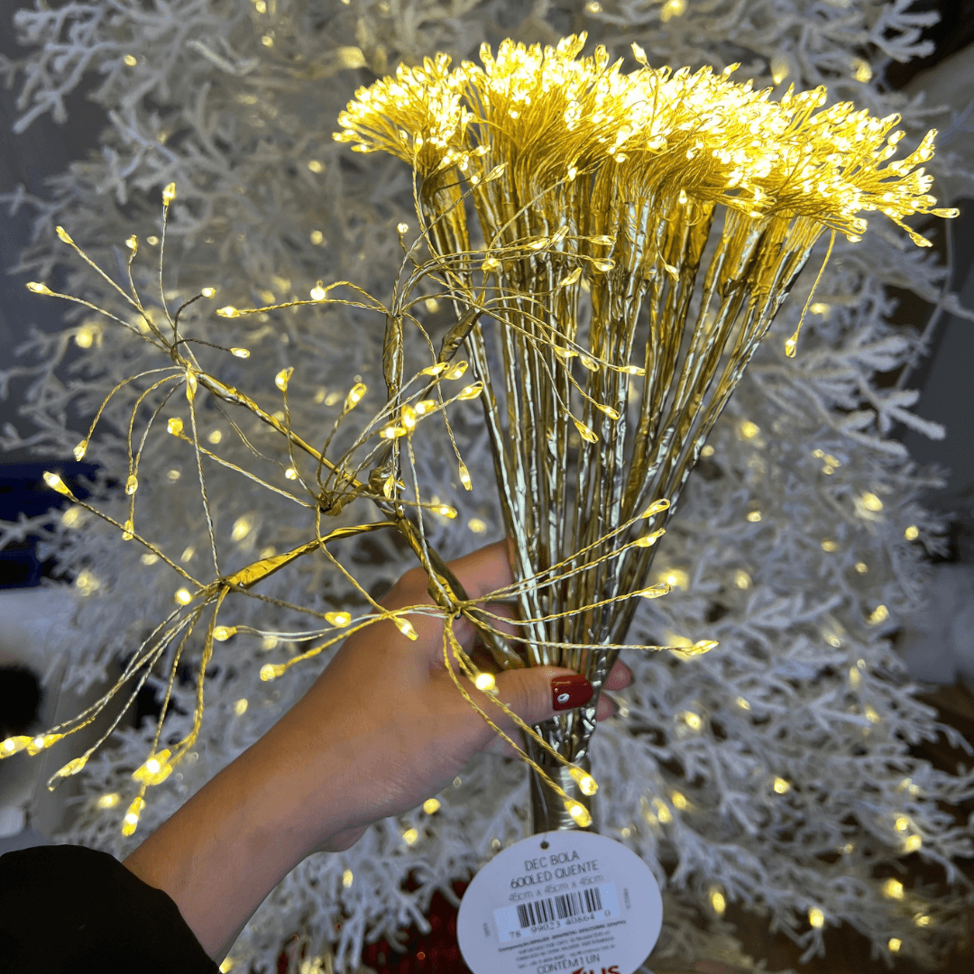 Bola Decorativa com 600 LEDs Luz Quente Dourada – 45cm