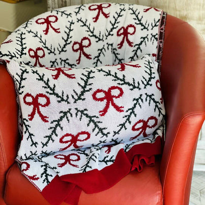 Capa de Almofada Tricô Laços e Ramos – 35 x 55cm