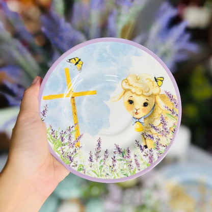 Conjunto com 6 Xícaras de Chá com Pires Blessed Easter Páscoa - 250ml