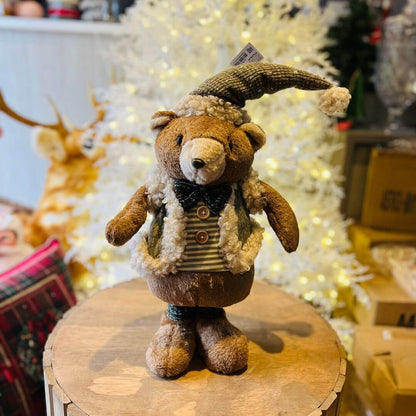 Urso Natal Menino em Pé com Extensor Marrom e Verde – 77cm