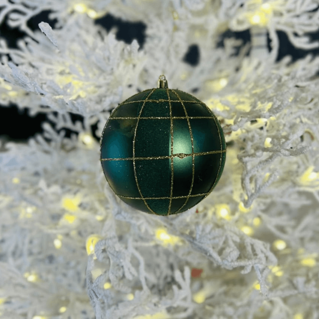 Bola de Natal Listras com Fios Glitter — 12 cm | Kit com 2 Peças