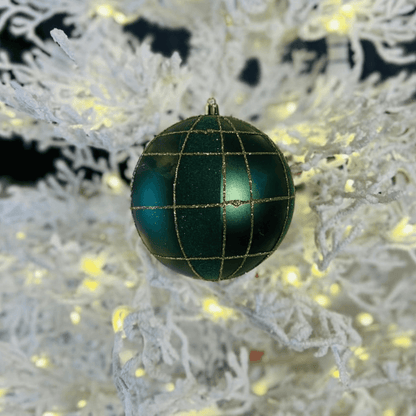 Bola de Natal Listras com Fios Glitter — 12 cm | Kit com 2 Peças