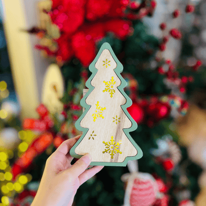 Árvore Natalina Flocos de Neve Verde Com Led 12x2x20cm