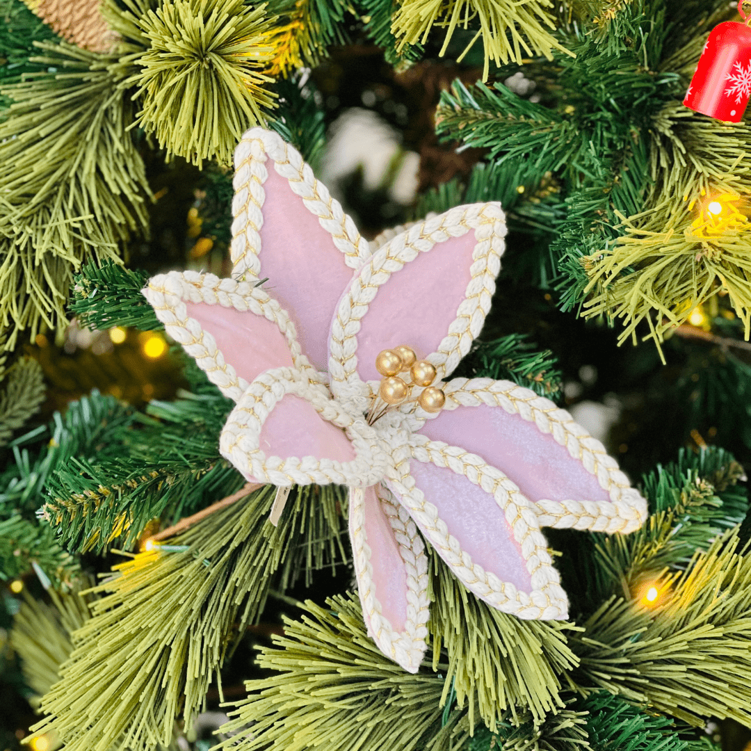 Flor Natalina Bico de Papagaio Aveludada Rosa 30x19cm