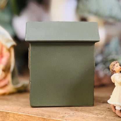 Casa de Cerâmica Verde Com Led - 12x9,5x6cm