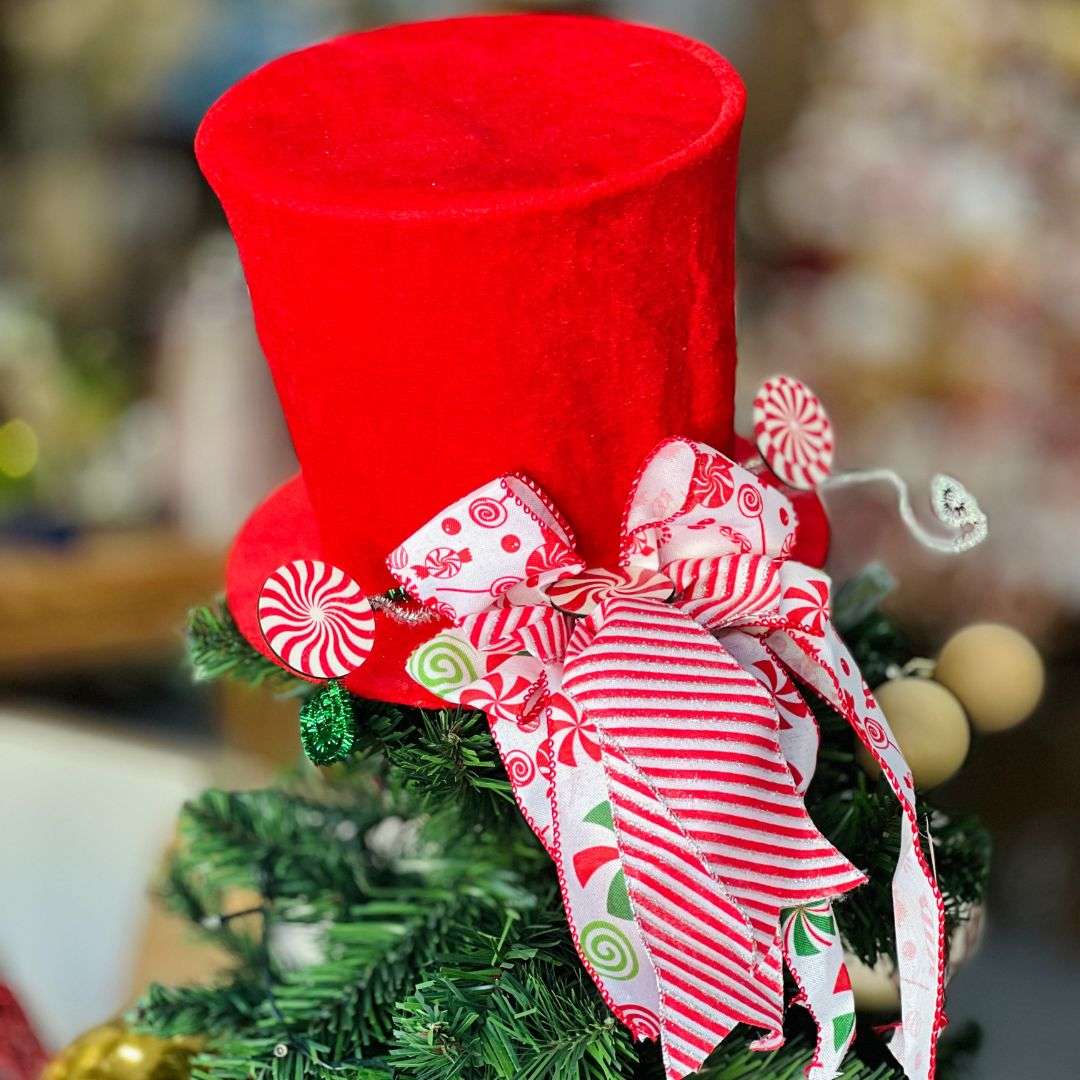 Ponteira Árvore de Cartola Candy - 21x22cm Vermelha