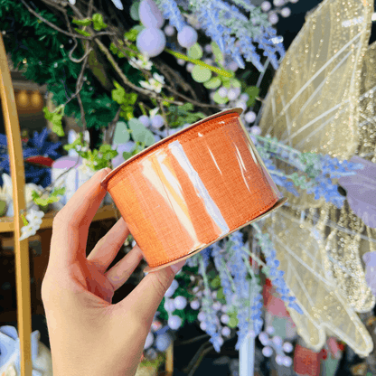 Fita Aramada Decorativa Laranja 6,3cm x 9,14m