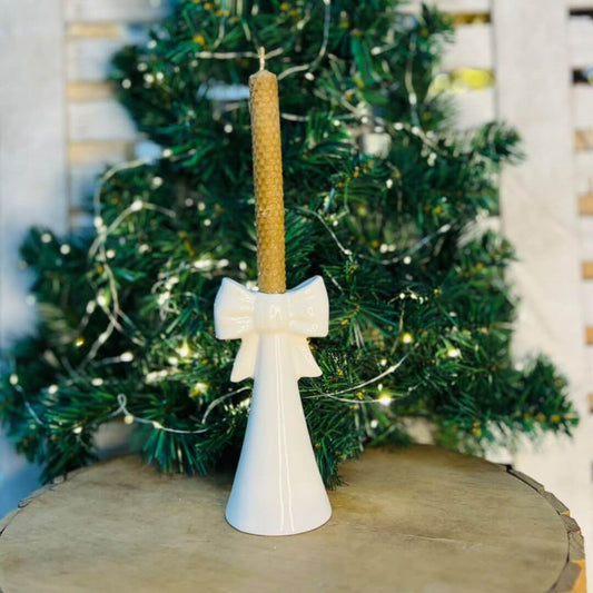 Porta Velas  Natal Decorativo Branco -  16,5x8x7,5cm