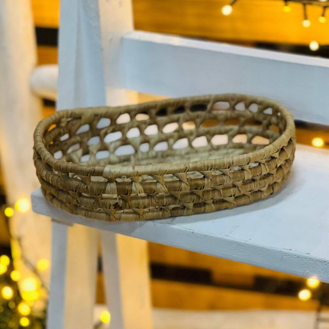 Cesta Oval de Palha de Carnaúba – 22cm