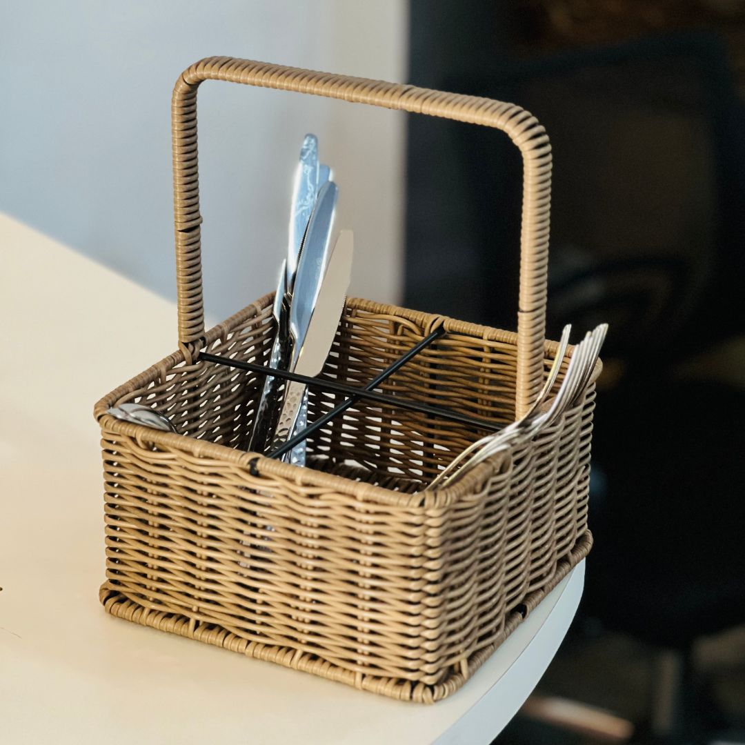 Porta Talheres Com Alca Rattan