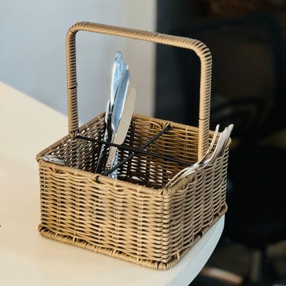Porta Talheres Com Alca Rattan