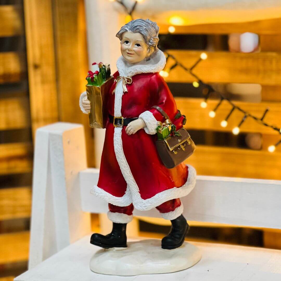 Mamãe Noel em Resina Natalina Vermelho e Branco – 29cm