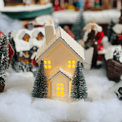 Casinha Decorativa Branca Com Led de Cerâmica 12,6x8,4x9,8cm