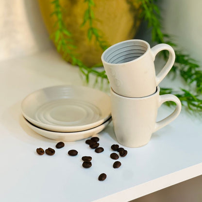 Conjunto de 4 Xícaras de Café Com Pires Sarah Bege - 120ml