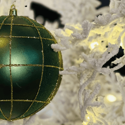 Bola de Natal Listras com Fios Glitter — 12 cm | Kit com 2 Peças