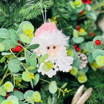 Carinha Papai Noel Para Pendurar Rosa - 13cm