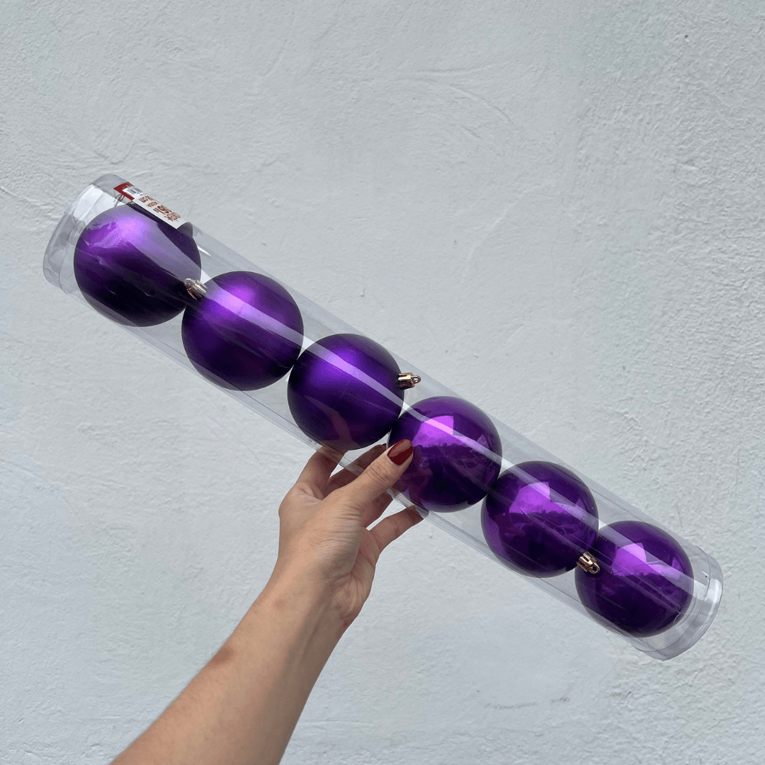 BOLA EM TUBO PEROLADA E FOSCA VIO 8cm () JG C/6 PC
