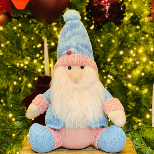 Papai Noel Sentado Rosa e Azul 36cm