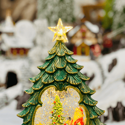 Árvore Natalina Globo de Água Com Led de Resina 26x9,7x16,3cm