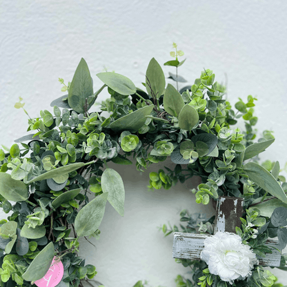 Guirlanda de Páscoa Verde Com Cruz 55cm - Artesanal