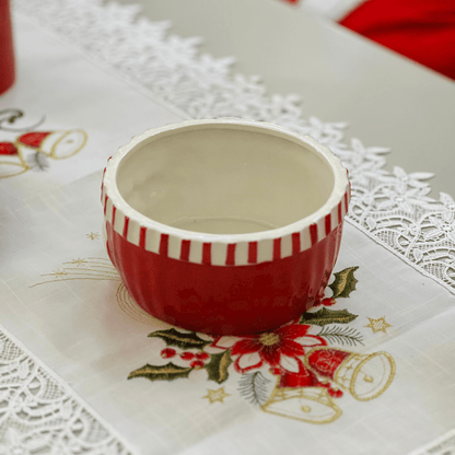 Bowl Cachepot Natalino Papai Noel de Cerâmica 17,3x17,8,5cm