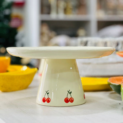 Prato Com Pé Cone Cereja Tutti-frutti - 13,5x26,5