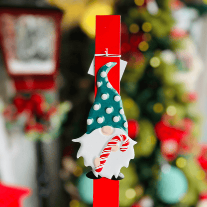 Suporte de Guirlanda Natalino Gnomo Vermelho 38x10cm