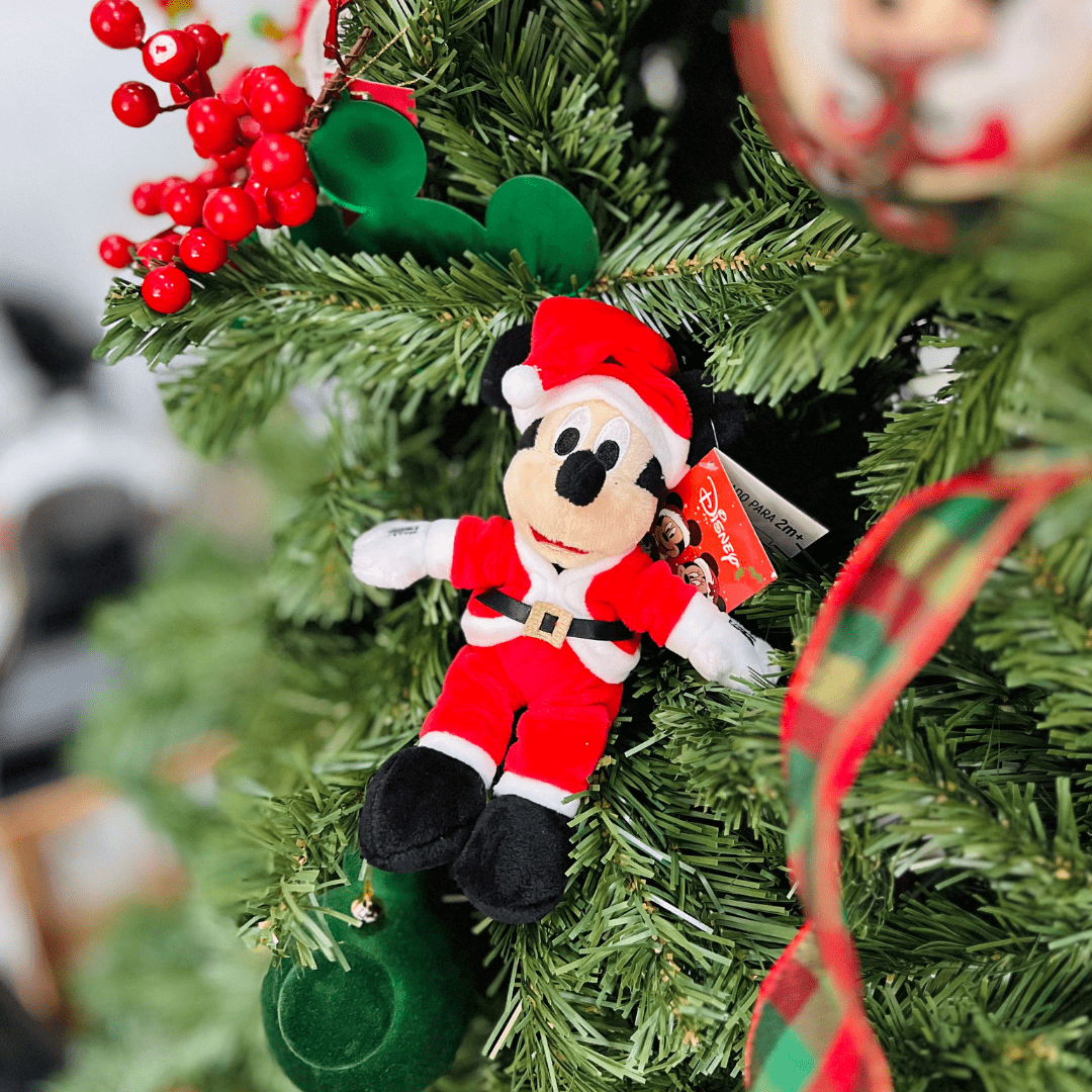 Mickey Noel Vermelho e Branco de Pelucia 15cm