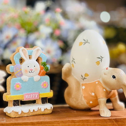 Coelho Decorativo Carrinho Happy - 11,5x3,5x9,5cm