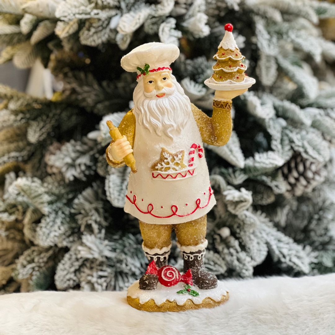 Resina Natal Papai Noel Gingerbread - 33,5x18,5cm