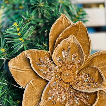 Poinsetia Veludo Marrom x 13 - Alt 45 x Diam 29 Cm