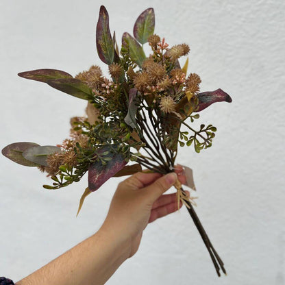 Ramalhete de Mamona com Fita 4 hastes Chá Outono – 44cm