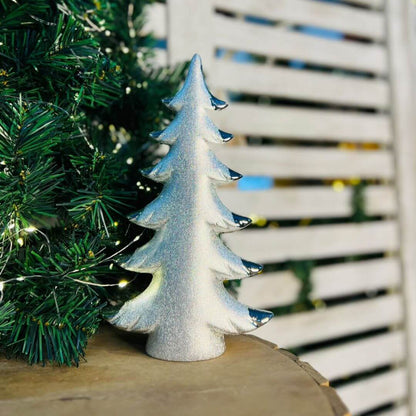Natal Arvore Prata Decorativa -  25,4x15,1x5,3cm