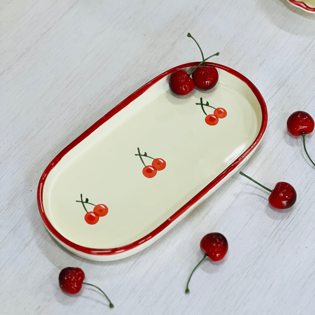 Travessa Oval Cereja P 2x12x23,5cm