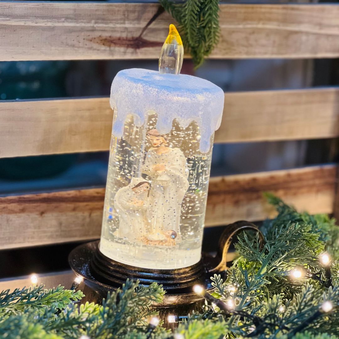 Lanterna Vela Natalina Musical |Pilha e USB  - 23 cm
