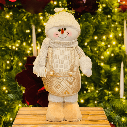 Boneco de Neve Natalino Em Pé Champanhe 39cm