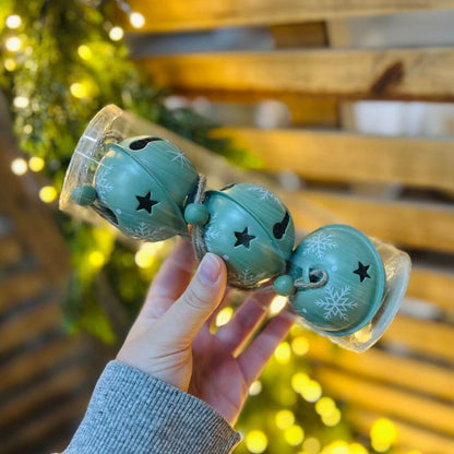 Jogo 3 Enfeites Guizo Flocado com Neve | 6,5cm