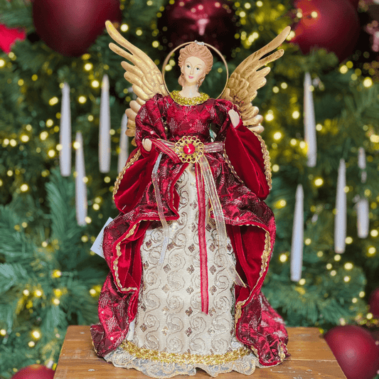Anjo Natalino Vermelho e Dourado 40cm