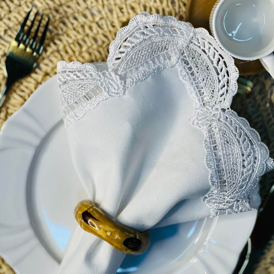 Guardanapo Branco Com Renda - 45cmx45cm