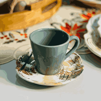 Xícara de Chá Com Pires Noite de Neve de Cerâmica - 1un