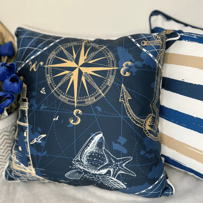 Capa de Almofada Nautica Farol Com Cordone 43x43cm