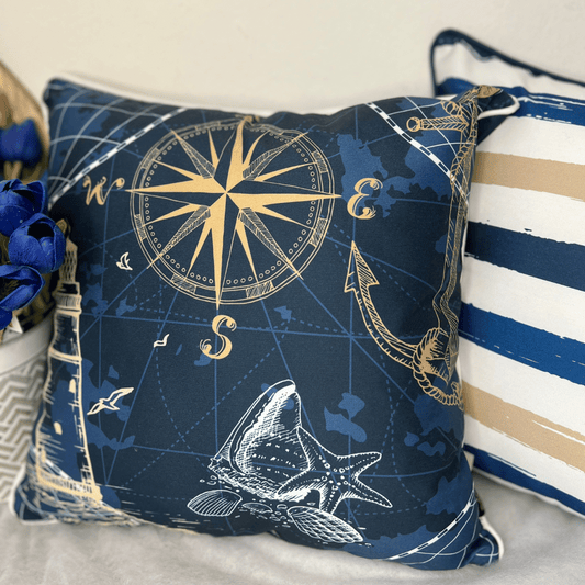 Capa de Almofada Nautica Farol Com Cordone 43x43cm