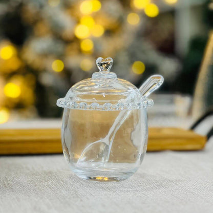 Açucareiro Cristal de Chumbo Coração Com Colher - 9,5x12cm