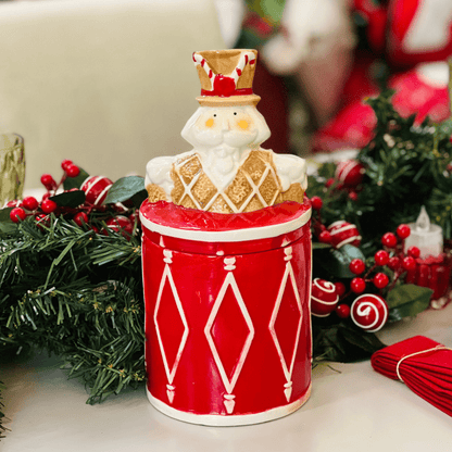 Pote Natalino Quebra Nozes Gingerbread de Cerâmica 28x13cm