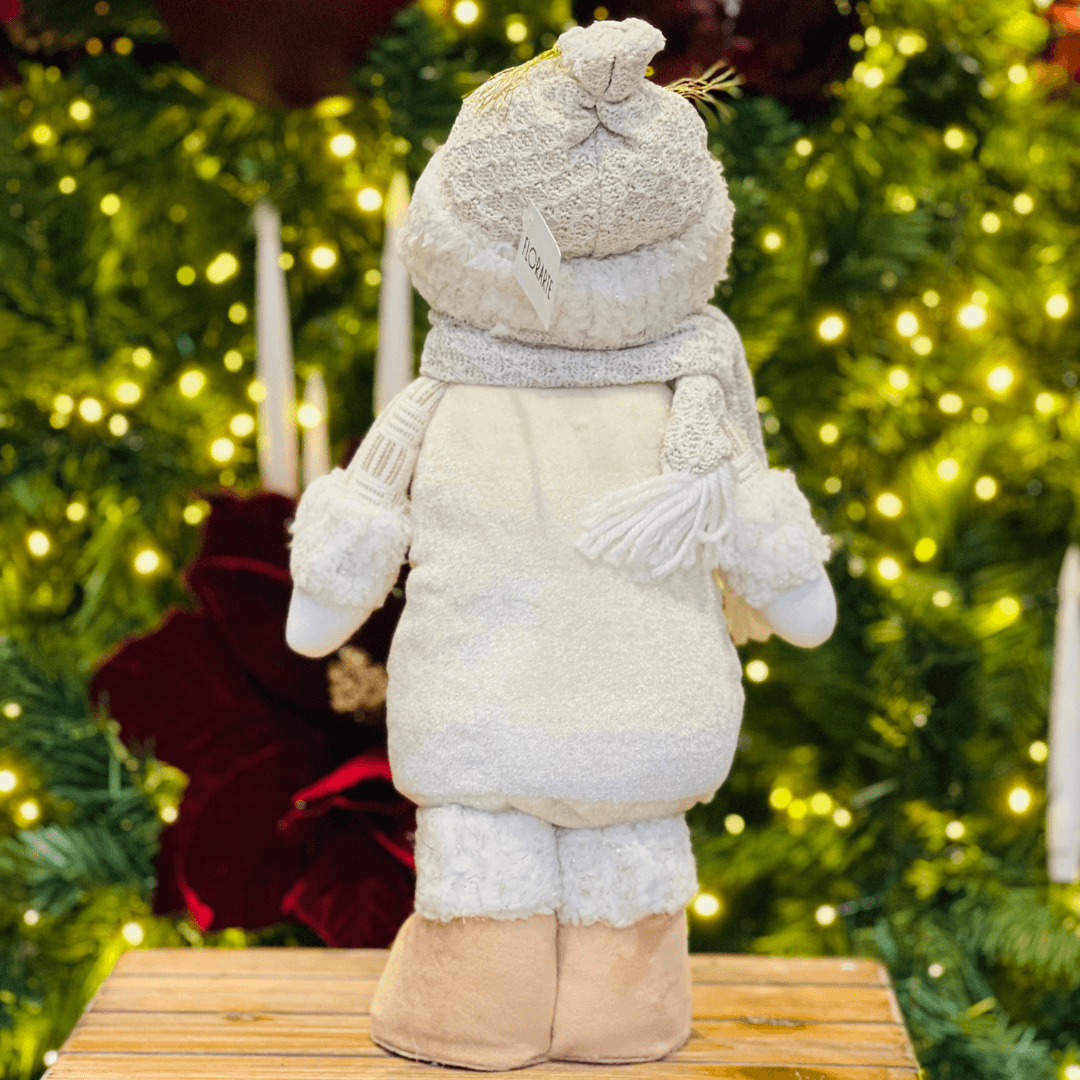Boneco de Neve Natalino Em Pé Champanhe 39cm