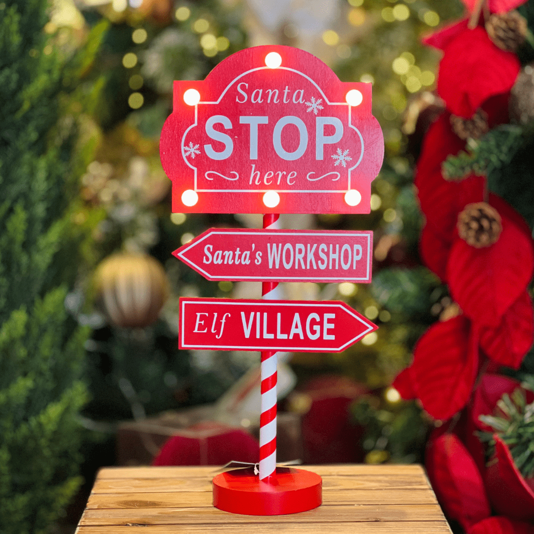 Placa Setas Santa Stop Com Led 41x25cm