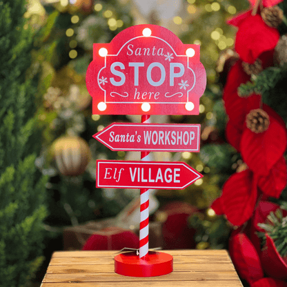 Placa Setas Santa Stop Com Led 41x25cm