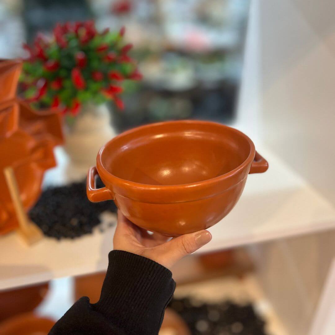 Bowl Liso com Alça Caramelo Fosco - 15cm